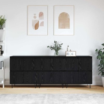 Bufeturi 3 pcs Stejar negru 180 x 35 x 70 cm Lemn compozit foto
