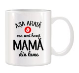 Cana alba personalizata Asa arata cea mai buna mama din lume, INOVATIX&reg;. 330ml