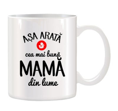 Cana alba personalizata Asa arata cea mai buna mama din lume, INOVATIX&amp;reg;. 330ml foto