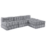 vidaXL Canapea modulară pouffe pentru 4 persoane care se transformă &icirc;n canapea din țesătură gri deschis