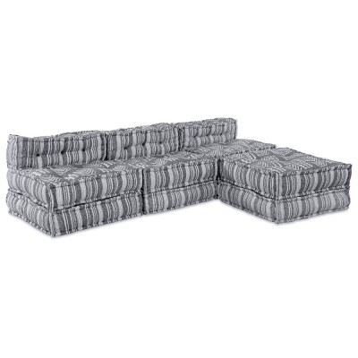 vidaXL Canapea modulară pouffe pentru 4 persoane care se transformă &amp;icirc;n canapea din țesătură gri deschis foto