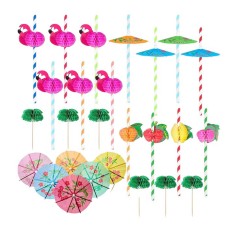 Set 110 decoratiuni pentru cocktail Patelai, hartie, lemn, plastic, multicolor