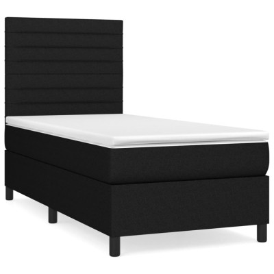 Pat box spring cu saltea, negru, 90x190 cm, textil foto