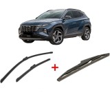 Cumpara ieftin Set 3 stergatoare HYUNDAI TUCSON (NX4E, NX4A) din 2020, pentru parbriz si luneta fata si spate auto, Bosch Twin, din cauciuc siliconat rezistent, HYUN
