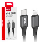 Cablu incarcare USB-C la Lightning pentru iPhone, PD 20W, transfer date 480 Mbps, lungime 100 cm, FullLINK AMiO 03904, pentru dispozitive Apple cu