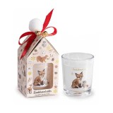 Lumanare parfumata Craciun in cutie cadou aroma Lemn Santal si Cedru &Oslash; 5,5 cm x 6,5 H
