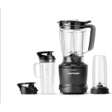Blender Nutribullet Smart Sense 1500 Combo, NBF550DG, 1500 W, 5 viteze, adaptare inteligenta a vitezei si functie Pulse, vas 1800 ml, cana de calatori