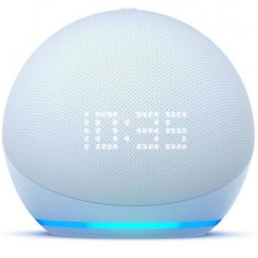 Boxa portabila Amazon Echo Dot 5th Gen, cu ceas, Wi-Fi, Bluetooth, Cu Asistent Personal Alexa (Albastru)