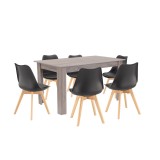 Cumpara ieftin Set de masă Zara 6+1 negru-stejar York