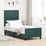 Cumpara ieftin Pat cu arcuri cu headboard Verde inchis 80 x 200 cm Catifea