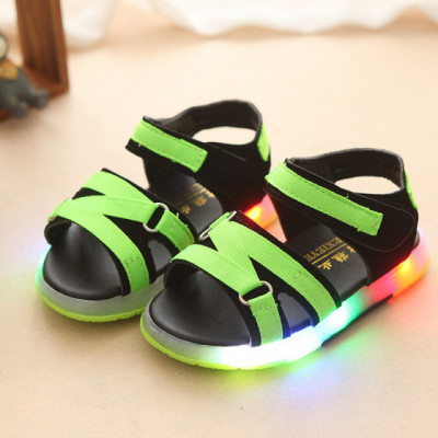 Sandale negre cu barete verde neon (Marime Disponibila: Marimea 29) foto