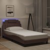 VidaXL Cadru de pat cu lumini LED, maro, 100x200 cm, piele ecologică 3214003