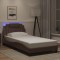 vidaXL Cadru de pat cu lumini LED, maro, 100x200 cm, piele ecologică 3214003