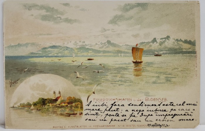 FRIEDRICHSHAFEN O DER BODENSEE , CARTE POSTALA ILUSTRATA , CROMOLITOGRAFIE , CLASICA