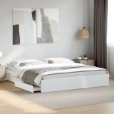 Gossi cadru de pat cu sertare, alb, 180x200 cm, lemn prelucrat