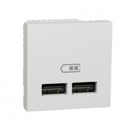 Priza USB tip A dubla incarcare 2M Schneider Noua Unica alb NU341818