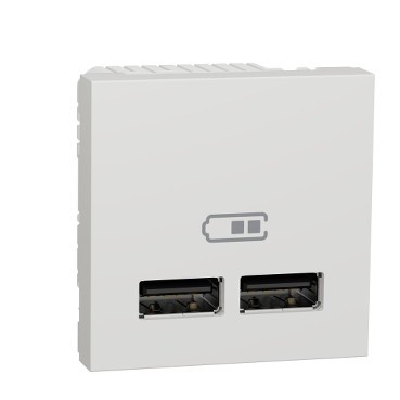 Priza USB tip A dubla incarcare 2M Schneider Noua Unica alb NU341818 foto