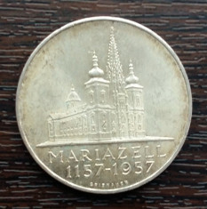 (A1091) MONEDA DIN ARGINT AUSTRIA - 25 SCHILLING 1957, BISERICA MARIAZELL foto