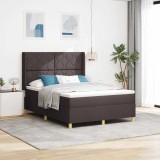 vidaXL Pat cu arcuri cu saltea cu headboard Maro 160 x 200 cm țesătură 3343766