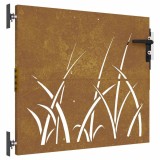 Cumpara ieftin Poarta pentru gradina, 85x100 cm, otel corten, model iarba