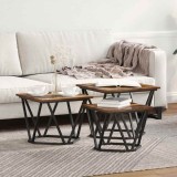 VidaXL Masă de cafea 3 pcs Stejar afumat 50 x 50 x 40 cm