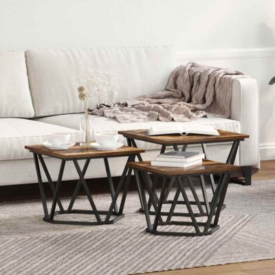 vidaXL Masă de cafea 3 pcs Stejar afumat 50 x 50 x 40 cm 868281 foto