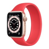 Cumpara ieftin Curea din silicon rosu tip solo loop pentru Apple Watch 42/44/45 mm seriile 1,2,3,4,5,6,7,8 marimea M, lungime incheietura mana 188-205 mm