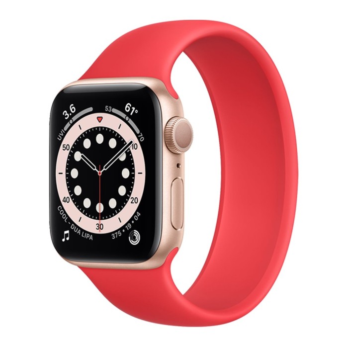 Curea din silicon rosu tip solo loop pentru Apple Watch 42/44/45 mm seriile 1,2,3,4,5,6,7,8, marimea L, lungime incheietura mana 203-225 mm