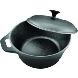 Cratita fonta cu capac HR-TNJ-5A24, 24 x 10.8 cm, 3.8 l, negru