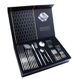 Set tacamuri, stil portughez, 24 piese, argintiu, din otel inoxidabil, modern si elegant, cu finisaj lustruit, compatibil cu masina de spalat vase.