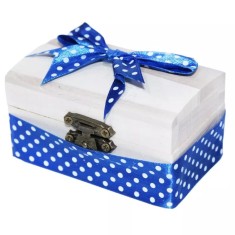 Cutiuta Cufar Din Lemn Pentru Prima Suvita a Bebelusului, Albastra - CPS01