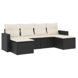 Cumpara ieftin Set mobilier de gradina cu perne, 6 piese, negru, poliratan