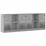 Biblioteca cu usi gri sonoma 204x37x75 cm lemn compozit