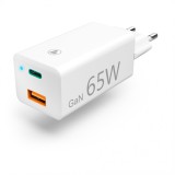 Incarcator Retea Hama GaN 65W, USB-C PD + USB-A QC 3.0, Alb, Incarcare Rapida, Protectie Supraincarcare, Universal