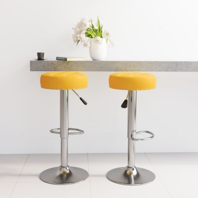 vidaXL Scaune de bar, 2 buc., galben muștar, material textil 332978 foto