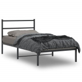VidaXL Cadru de pat din metal cu tăblie, negru, 107x203 cm