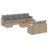 Cumpara ieftin Set canapele de gradina cu perne, 10 piese, bej, poliratan