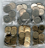 Ungaria - Lot monede de 1 si 2 forint, cu dubluri