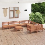 vidaXL Set mobilier de grădină, 10 piese, maro miere, lemn masiv pin
