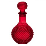 Sticlă Lichior, Rotundă, Romburi Reliefate, Culoare Roșu, Capacitate 0.5L, Oem