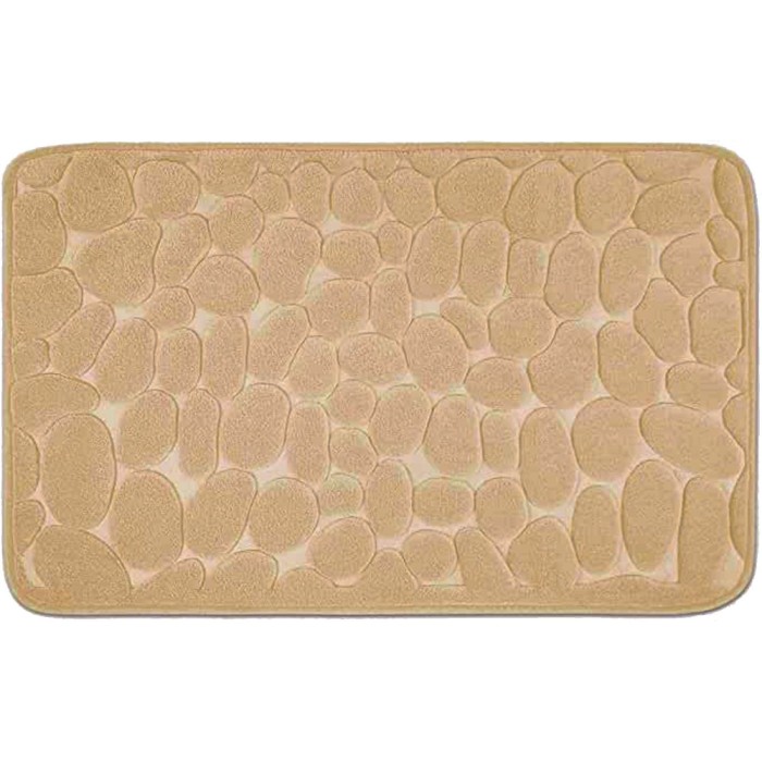 Covoras pentru baie antiderapant, flippy, uscare rapida, model 3d piatra, 40x60 cm, bej