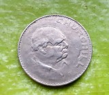 H10- Moneda comemorativa Chuchill si Regina Elisabeta 2 Gratia Regina 1965 stare buna. Diametrul 4 cm.