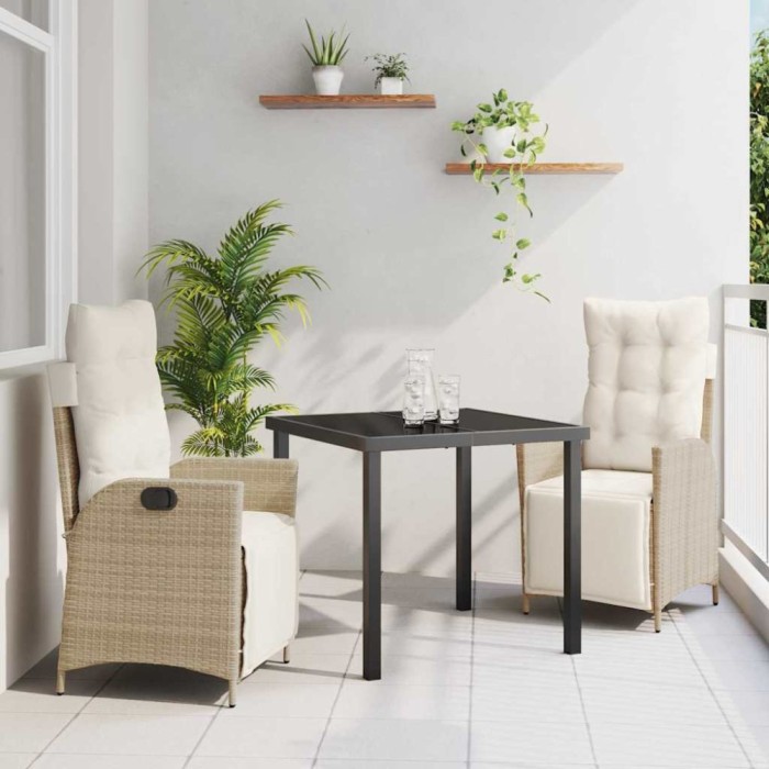 vidaXL Set de masă pentru grădină 3 pcs Bej Rattan poli 3380554