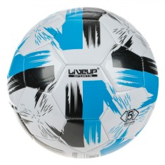 Minge de fotbal marimea 5, design modern, alba cu accente negre, galbene si albastre, CMCLASS