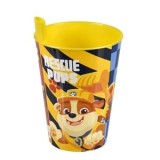 Pahar din Plastic cu Pai Incorporat, 260 ml, Galben cu Model Paw Patrol, CMCLASS