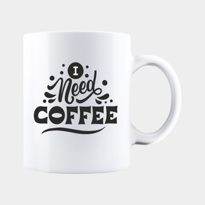 Cana alba personalizata I NEED COFFEE, INOVATIX&amp;reg;. 330ml foto