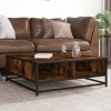 Masuta cafea Gossi stejar fumuriu 80x80x30 cm, lemn/metal, living, depozitare reviste