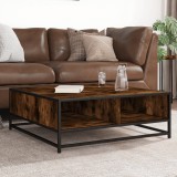 VidaXL Măsuță de cafea stejar fumuriu 80x80x30 cm lemn prelucrat/metal