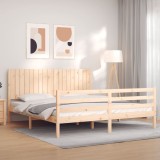 vidaXL Cadru de pat cu tăblie Super King Size, lemn masiv 3194781