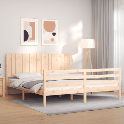 vidaXL Cadru de pat cu tăblie Super King Size, lemn masiv 3194781 foto